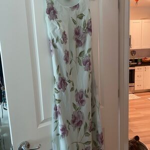 Vintage floral  Sleeveless Dress - Purple and Green